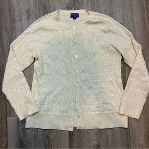 Pendleton Silk Blend Cream Neutral Cardigan Pullover Sweater Size Medium